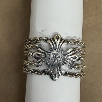 Harley Davidsion Cross Multi Strand Sterling Silver 7.5'' Bracelet 88.69g