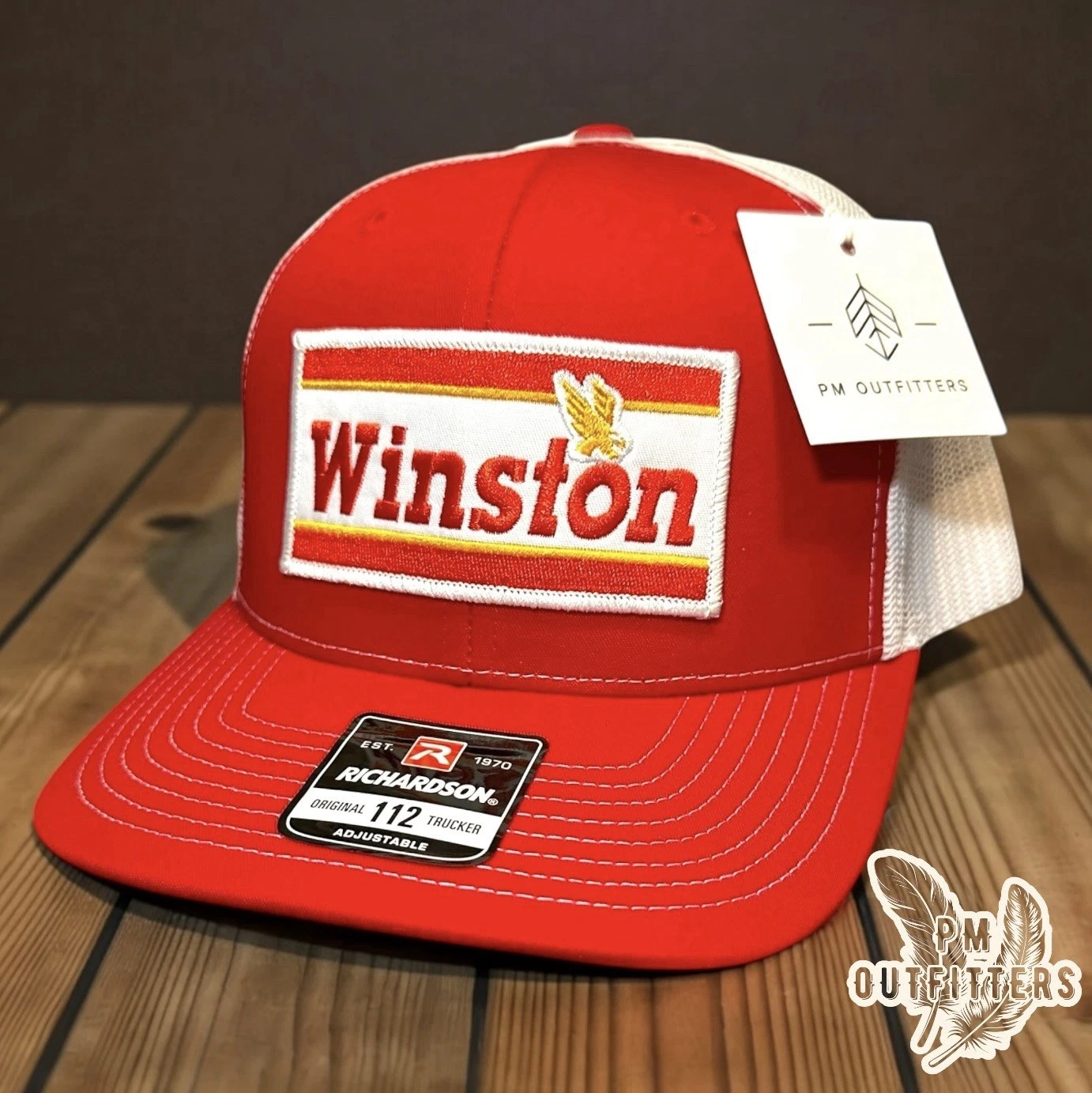 Retro Vintage Winston Patch Richardson 112 Red White SnapBack Trucker Hat