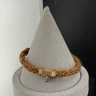 Vintage Victorian Mourning Bracelet Human Hair Intricate Gold Tone 8.5”
