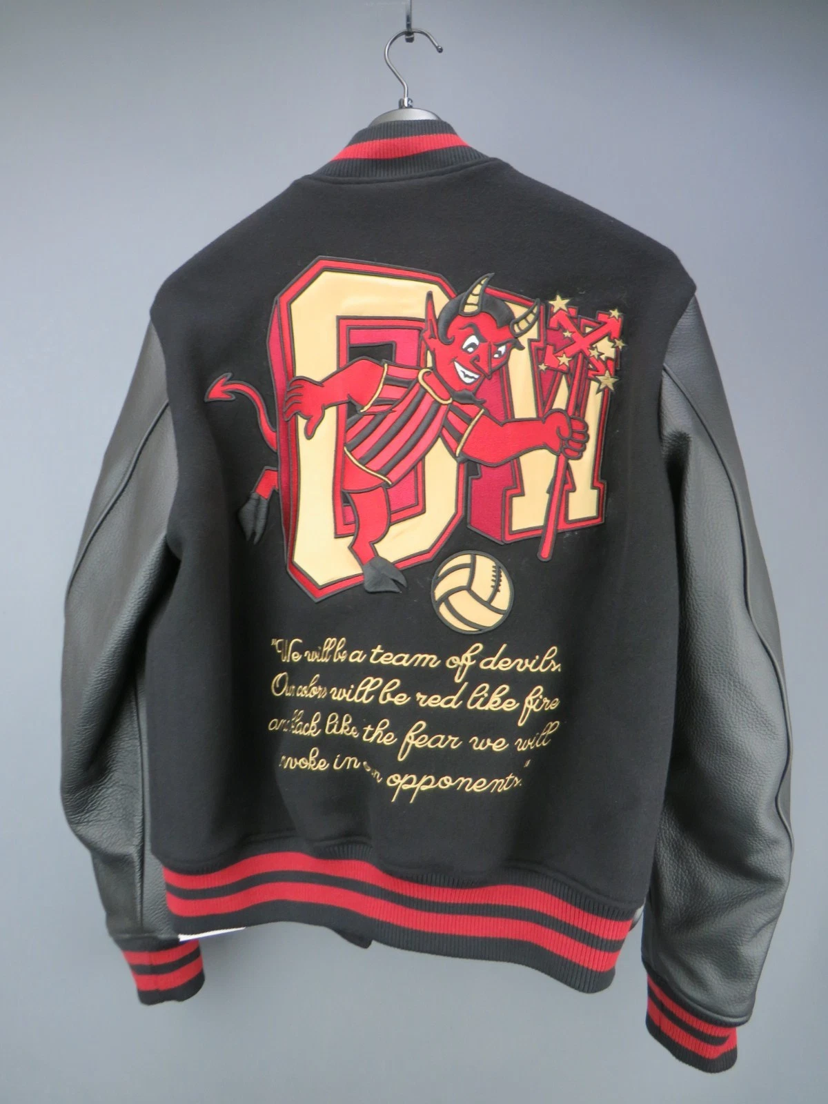Off-White X Ac Milan 125th Anniversary Embroidered Varsity Jacket MSRP $3500 image 3