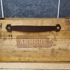 2x 7" Dark Brown Genuine Leather Handle Suit Case Style