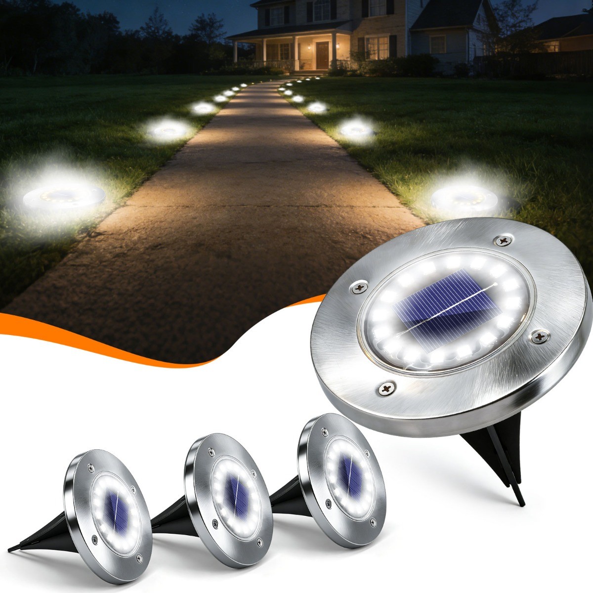 Solar Bodenleuchten Außen – 8 LED, IP65 Wasserdicht, Set Mit 12 Lampen Für Garten, Wege & Einfahrt – Kein Kabel Nötig