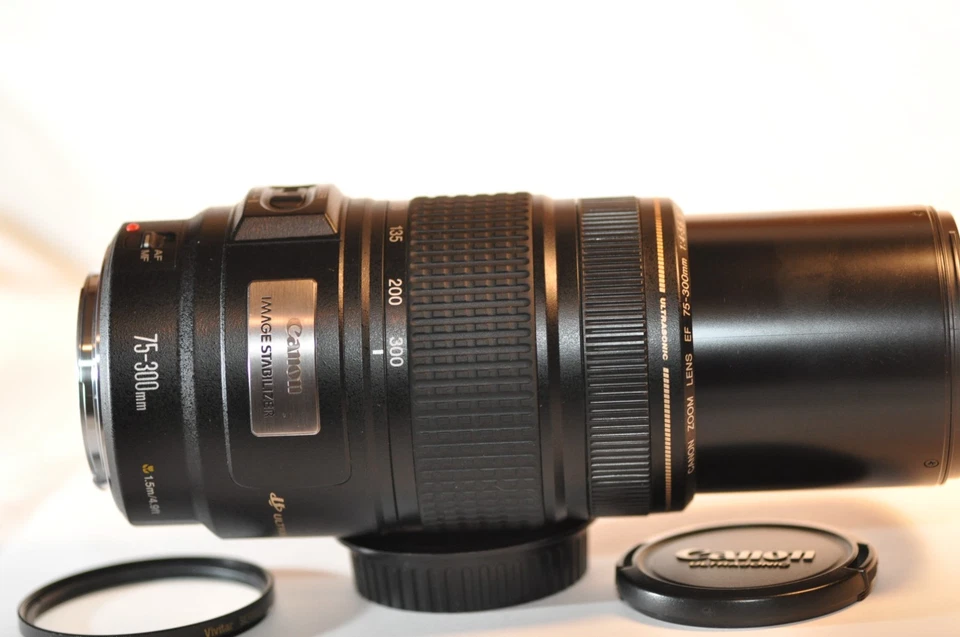 Canon EOS EF 75-300mm f/4-5.6 IS USM telephoto lens for EOS A2 Elan T8 T7 90D 5D - Image 4 of 4