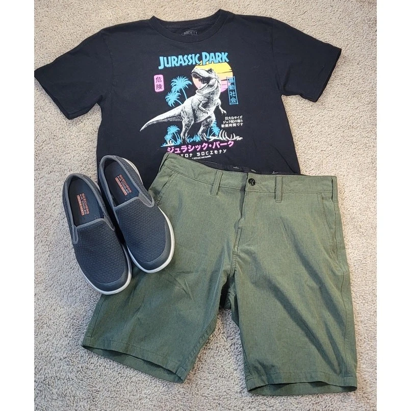 Trunks Men Hybrid Shorts Green Quick Dry 30 Beach to Street Summer Casual Active