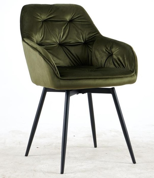Esszimmerstuhl Drehbar Kenly Von Designlink Gestell Metall Schwarz / GrüN Velvet-image