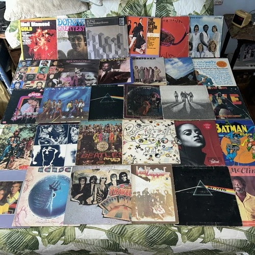 LOT 50 VINYL LP ALBUM 70s Rock Metal Pink Floyd Zeppelin Beatles Joplin Bon Jovi