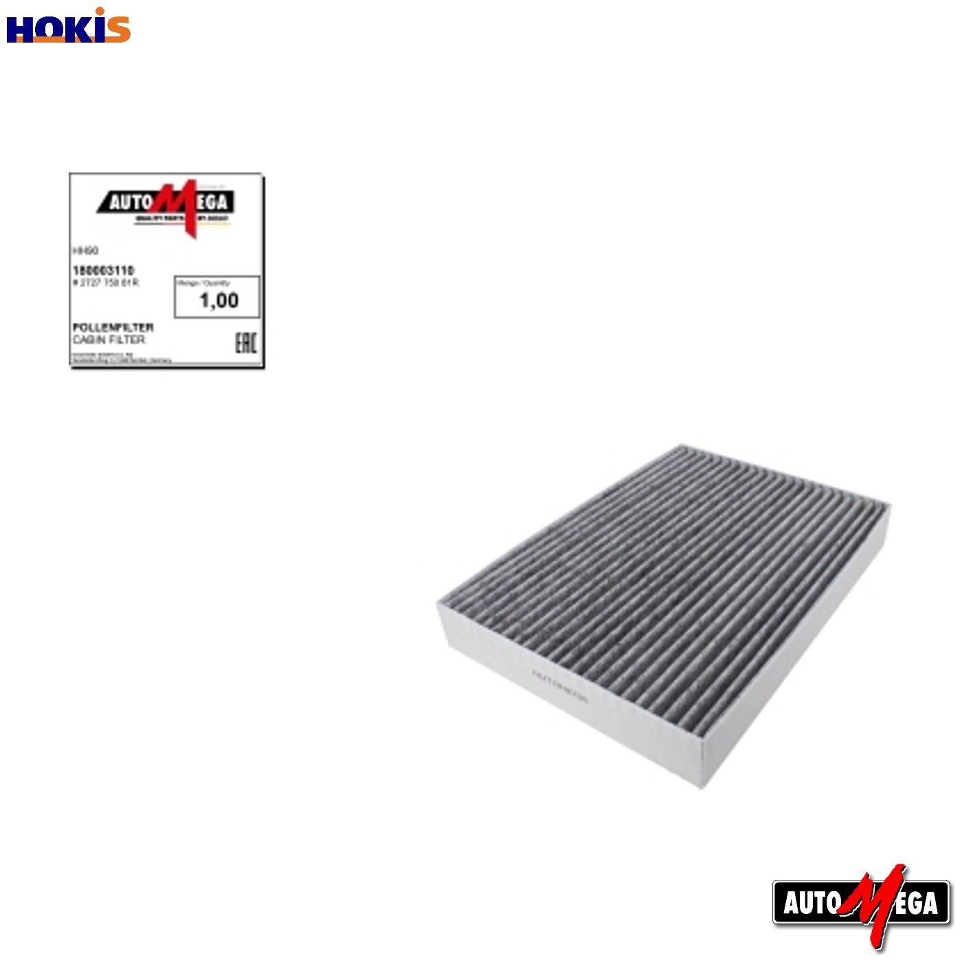 FILTER CABIN AIR 180003110 FOR RENAULT ZOE KOLEOS/II/SUV DACIA LODGY 2.0L 4cyl