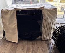 Lords & Labradors Large Metal Foldable Dog Crate with Bumper and Cushion