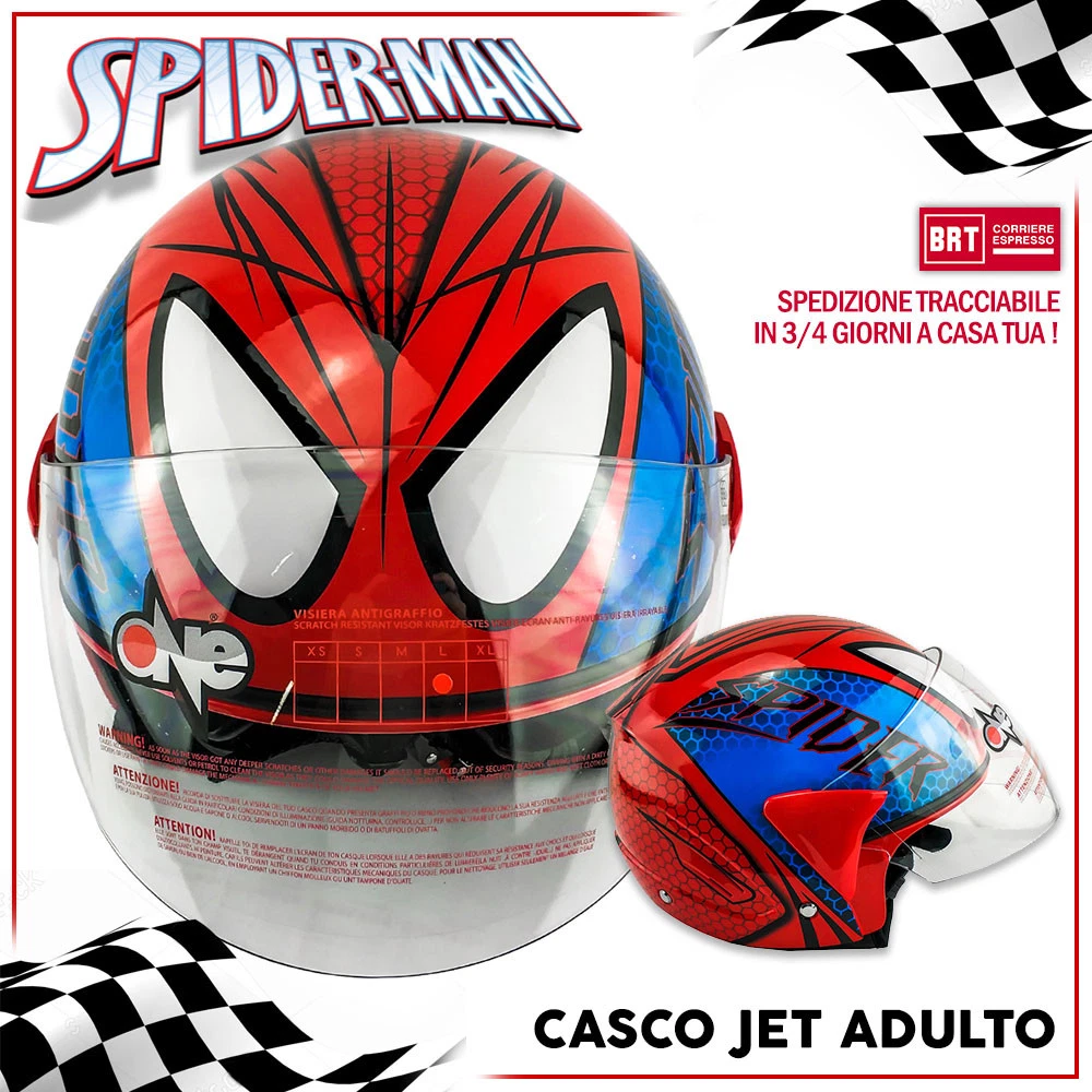 Casco Moto Scooter Jet Spiderman Bambino