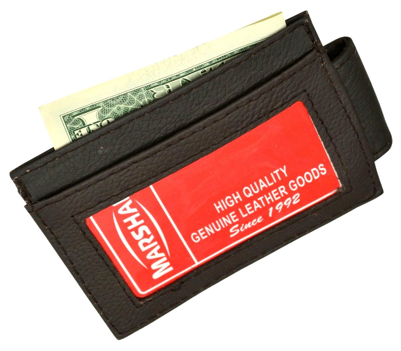 Mens Leather Money Clip Slim Front Pocket Wallet Magnetic ID Credit Card  Holder 