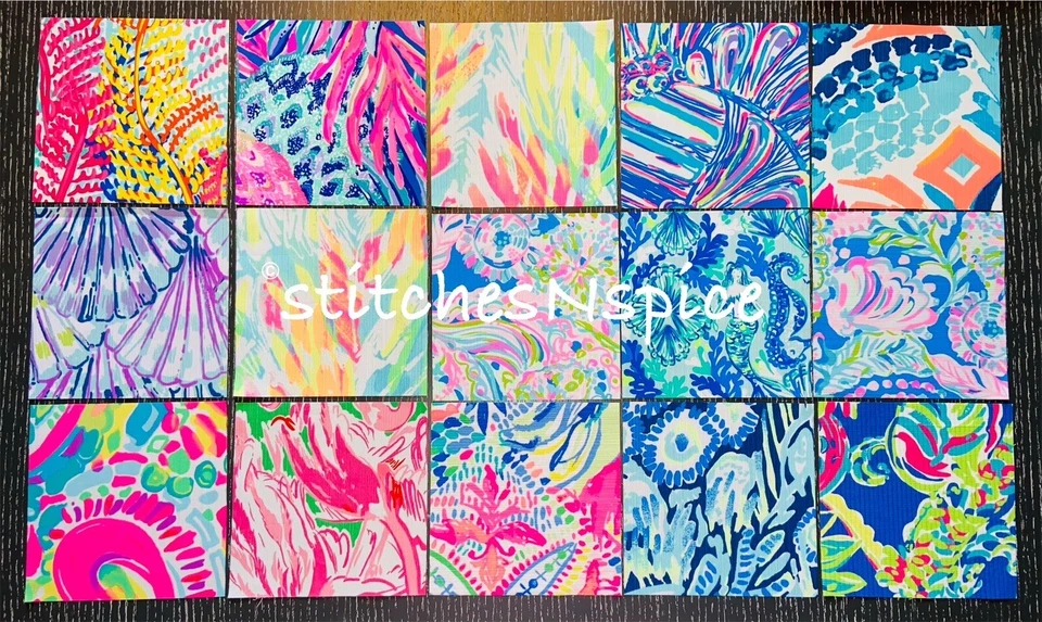 Juego de 10 cuadrados de tela Lilly P. 4x4 pulgadas Foto 2 de 4