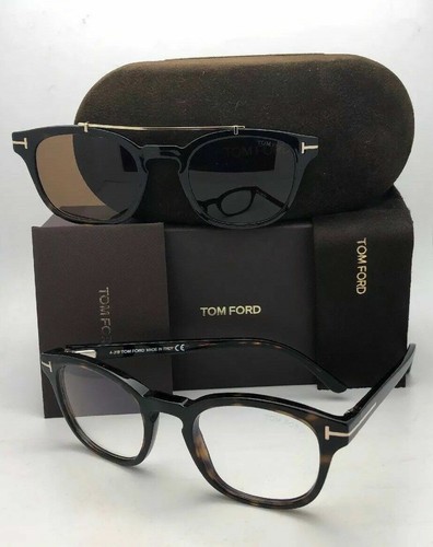 NUOVO Tom Ford Occhiali Tf 5532-B 52E 49-21 Tortoise telaio con lente  marrone Clip On | eBay