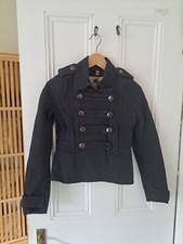 Burberry Military Style Black Denim Jacket Uk 6 New With Tags