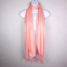 Ganz Womens Scarf Pink Metallic Tassels Lightweight Oblong Summer Spring NEW