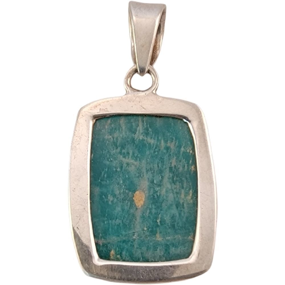 Sterling Amazonite Rounded Rectangle Pendant - image 4