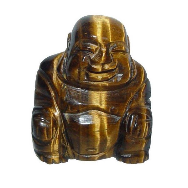 Tigerauge Buddha Ca. 25 X 30 Mm Aus Echtem Edelstein Happy Buddha Sitzend, Lache-image