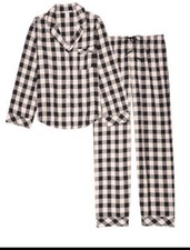 Victorias Secret Sleep Dreamer Shimmer Flannel long sleeve plaid Pajama Set XL