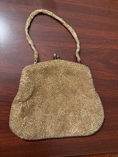 Gold Colored Beaded Purse Used Good for evening Party