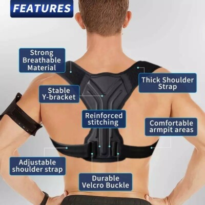 Posture Corrector for Men & Women Upper Back Brace Straightener, Adjustable Clav