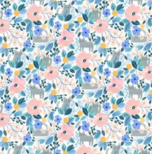 Feline Drive Fabric SUMMER LOVIN' Kitty Floral - Fat Quarter 18"x 22" FQ