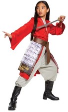Girl's Hua Mulan Hero Red Dress Classic Costume Animated Imperial Army Jumpsuit