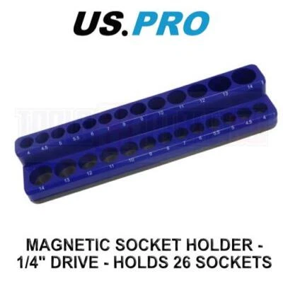US PRO Tools Magnetic Socket Holder - 1/4" Drive - Holds 26 Sockets 6743