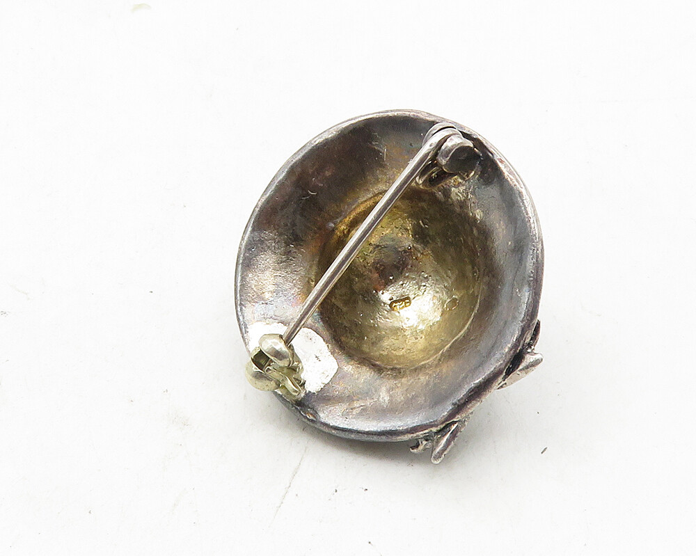 925 Sterling Silver Vintage Sparkling Marcasite Hat Motif Brooch