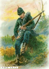 Harry Payne   military art post card Private, Scottish Rifles (Cameronians)  