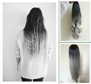 Ombre Dip Dye 3 4 Weave Long Straight Wavy Loose Curl Half Head