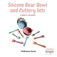 Silicone Suction BEAR Bowl With Cutlery BPA Free Baby Children Toddler Feeding