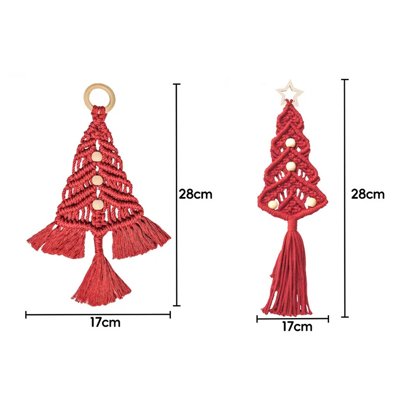 Alberi di Natale in macramè intrecciato fai da te set appendiabiti da parete decorazione albero di Natale kit fai da te - Immagine 2 di 4