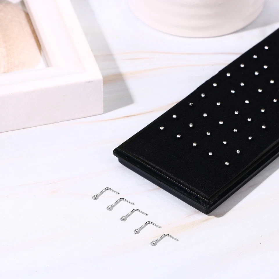 60pcs 20G Nose Rings Studs for Women Men L-Shaped Nose Piercing Jewelry 1.5mm - Image 2 of 4
