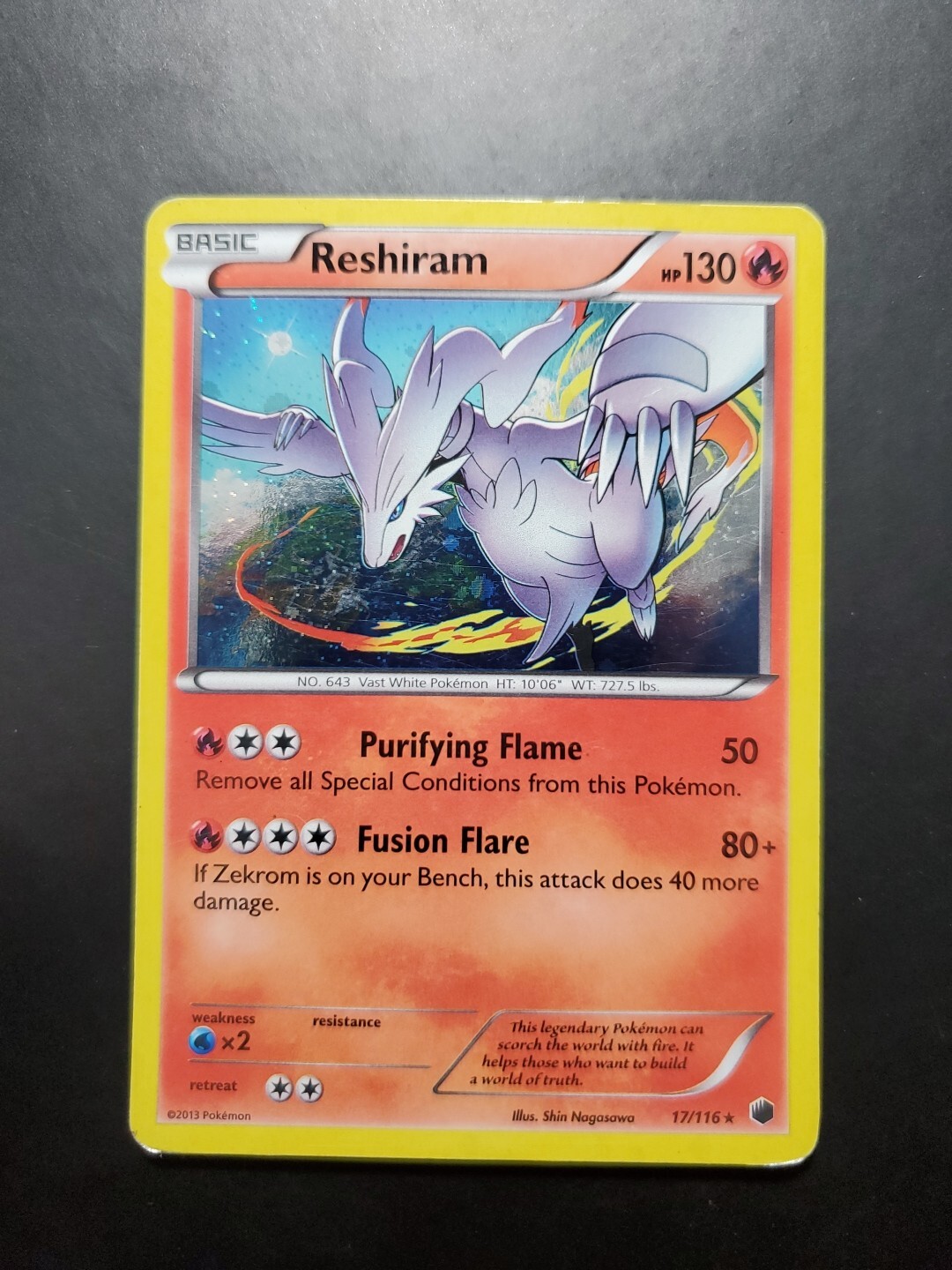 Reshiram - (Cosmos Holo) 17/116 Plasma Freeze Black & White 2013 Rare Holo MP