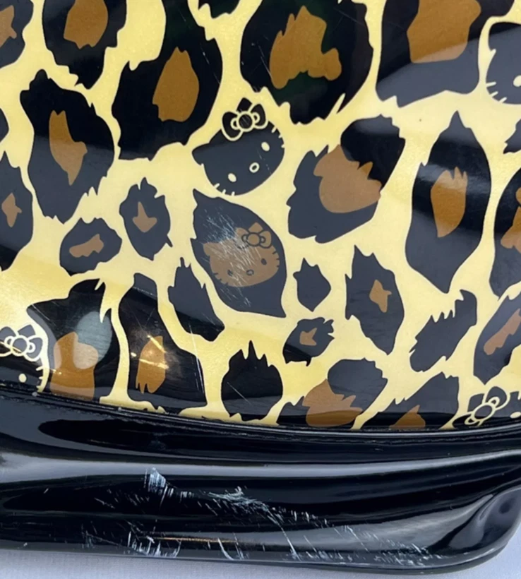 Bolso de mano grande Loungefly para mujer negro estampado de jaguar 1/2 luna 2 asas RARO Foto 4 de 4