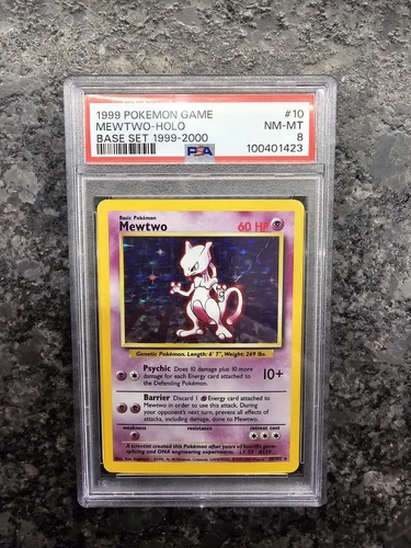 🟣 PSA 8 4th Print Mewtwo 10/102 Holo 🟣 1999-2000 Base Set Pokemon Card 🟣