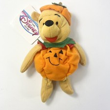 Walt Disney Store Winnie the Pooh Pumpkin Pooh NEW 8" Bean Bag Plush Halloween