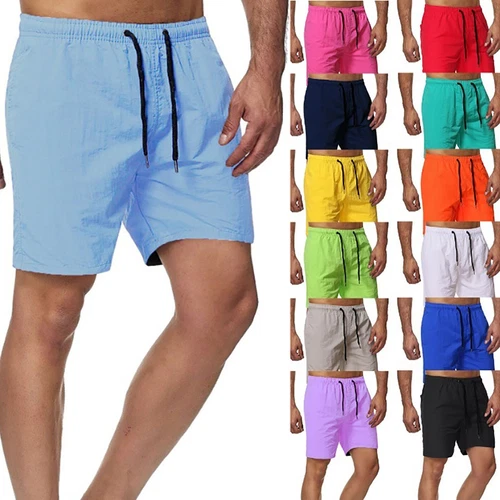Herren Freizeit Lose Shorts Taschen Kordelzug Einfarbig Strand Basic Shorts - Bild 2 von 64