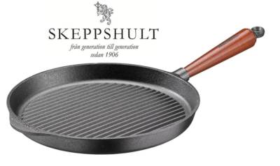 Skeppshult Gusseisen Grillpfanne Ø 25 cm mit Walnussholzgriff