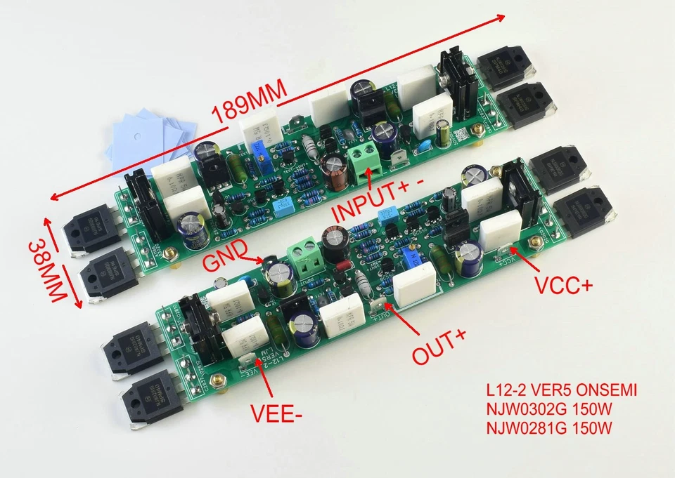 1pair LJM L12-2 ONSEMI VER5 Ultra Low Distortion Power Amplifier Board - Image 2 of 4