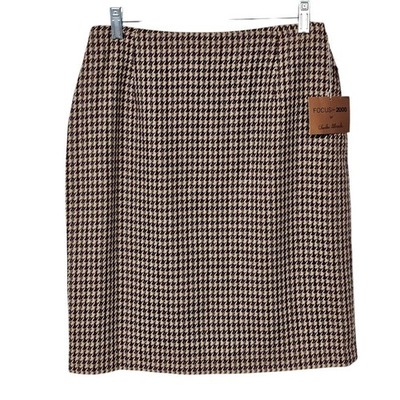Vintage Y2K Pencil Skirt Size 8 Houndstooth Equestrian Academia Office Business