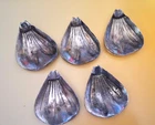 RARE 5 SILVER METAL KNIFE HOLDERS CIRCA 1950 PETAL SHAPE
