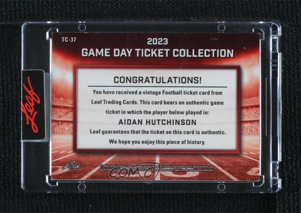 2023 Leaf Game Day Ticket Collection Aidan Hutchinson #TC-37 - Image 2 of 2