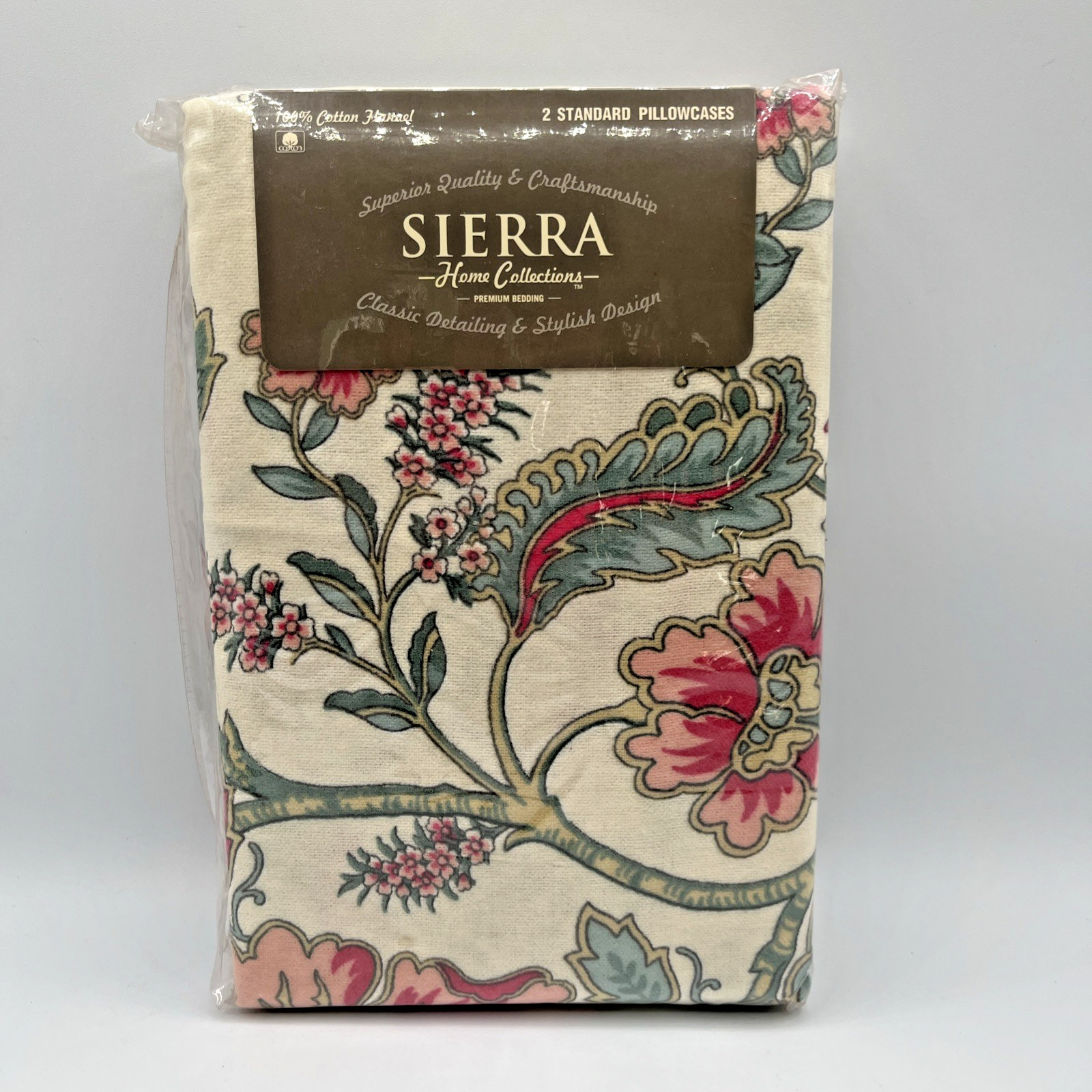 Sierra Home Premium Pillowcases 100% Cotton Flannel Jewel Tone Florals- New