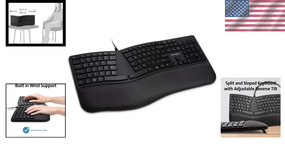 Ergonomic Wired Keyboard with Neutral Grip - Black - Image 2 of 4
