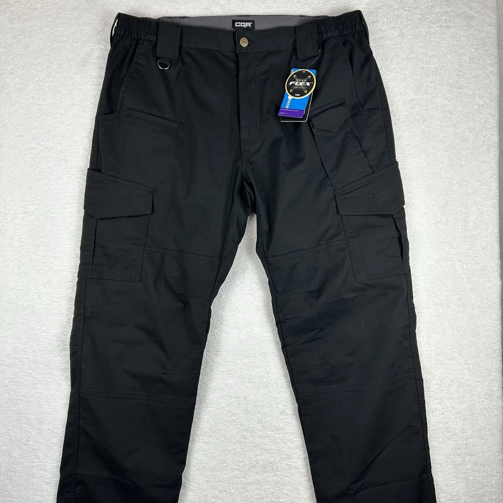 CQR Cargo Pants Mens 38x32 Black Ripstop Tactical EDC Outdoor Utility TLP125 NWT