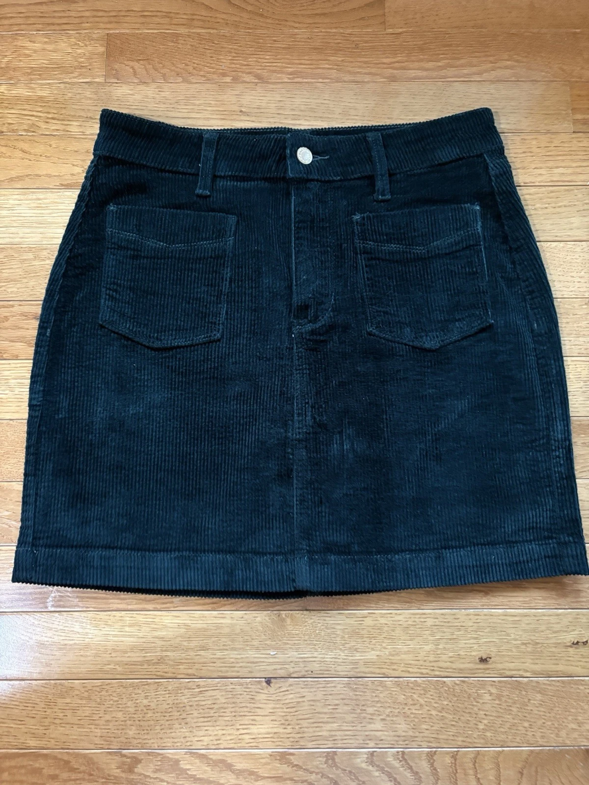 Judy Blue Corduroy Skirt Womens L Dark Green Stretch Button Zip Mini