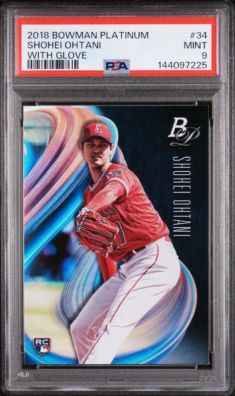 2018 BOWMAN PLATINUM WITH GLOVE #34 SHOHEI OHTANI ROOKIE RC PSA 9