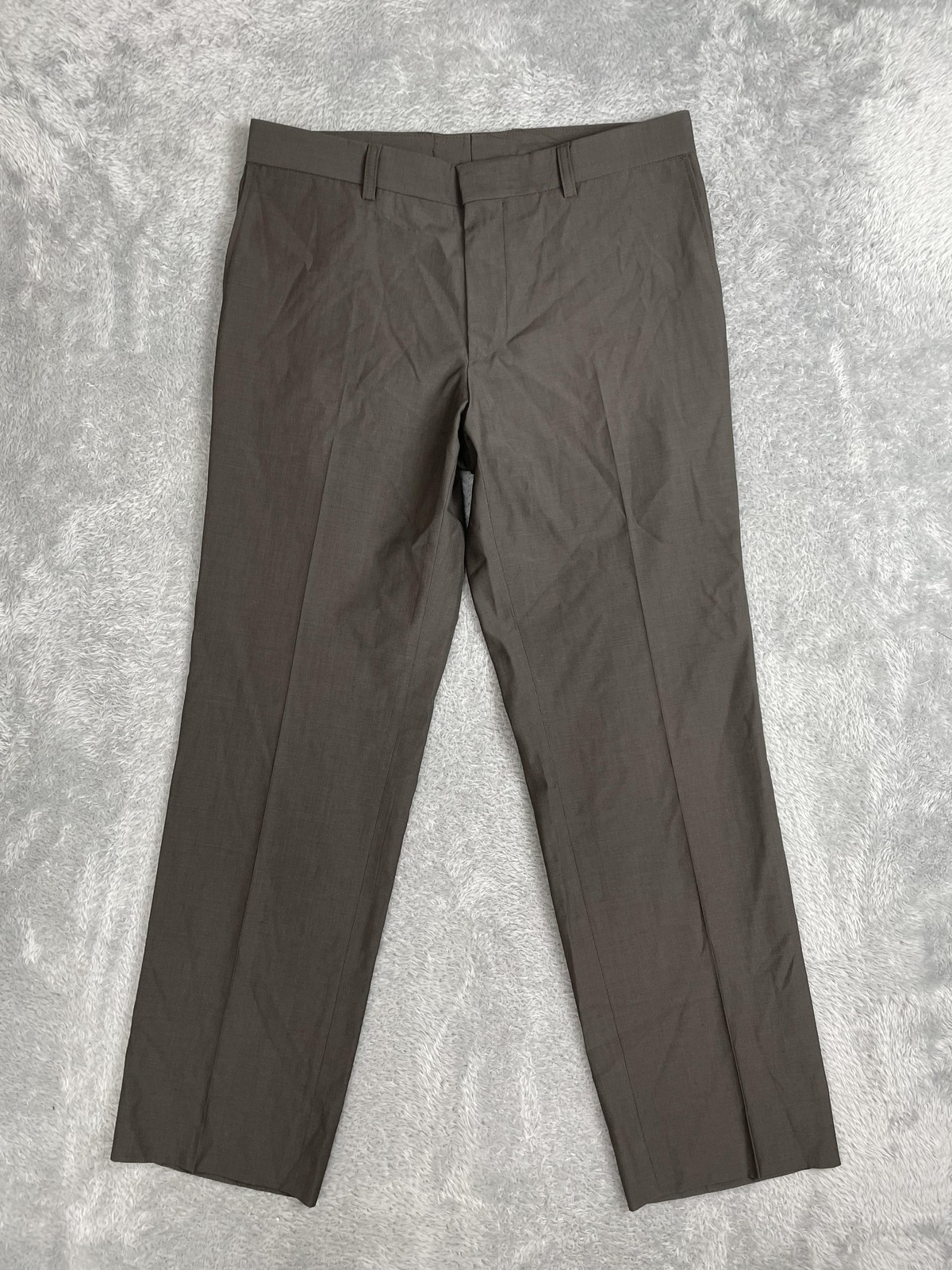 Hugo Boss Pants Mens 34x32* Brown Virgin Wool Dress Lined Flat Front Regular Fit