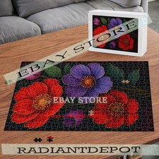 Vivid Red Purple Flowers Floral garden 500pc jigsaw puzzle 15X20.5 in
