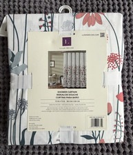 Lush Decor Clarissa FLoral Shower Curtain Cream Blue Coral 72 x 72 New
